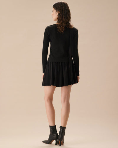 Black Ribbed Knit Slim Cardigan