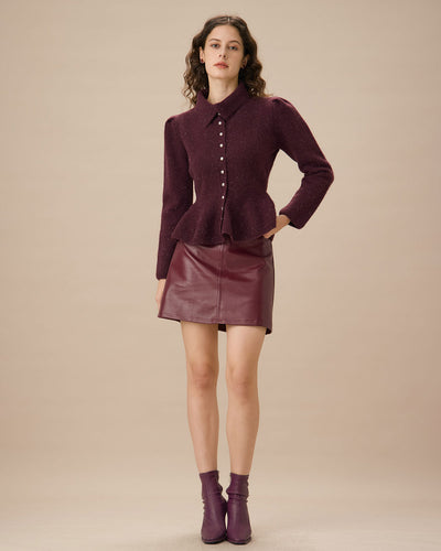 Pink Single Button Ruffled Cardigan