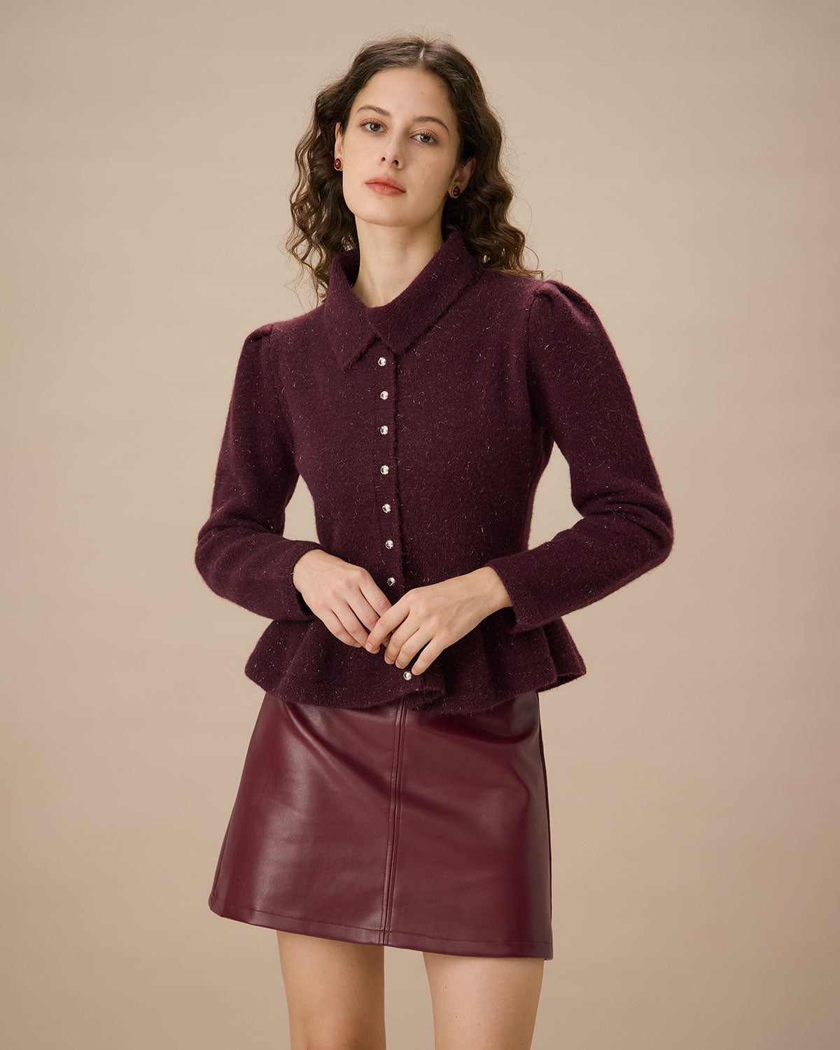 Pink Single Button Ruffled Cardigan