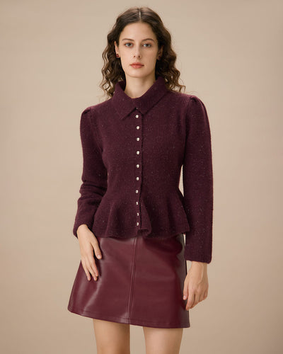 Pink Single Button Ruffled Cardigan