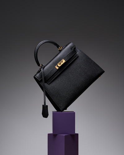Classic Allure Genuine Leather Bag | Elegance with Gold Accessories