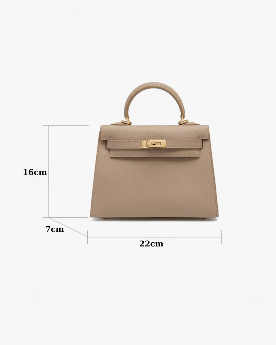 Classic Allure Genuine Leather Bag | Elegance with Gold Accessories