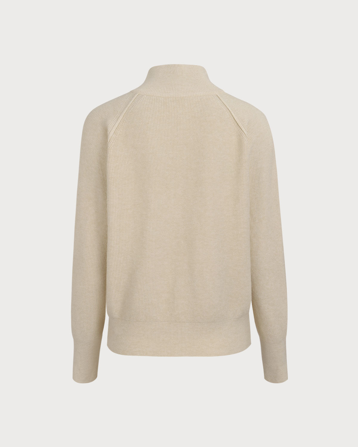Apricot Ribbed Knit Zip-Up Cardigan