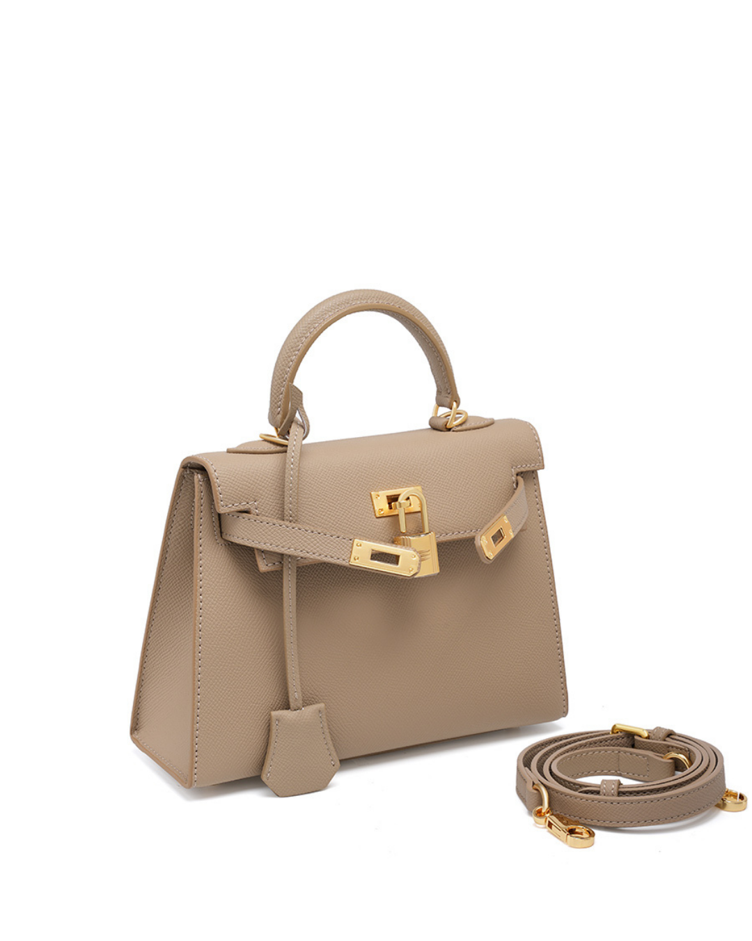 Classic Allure Genuine Leather Bag | Elegance with Gold Accessories