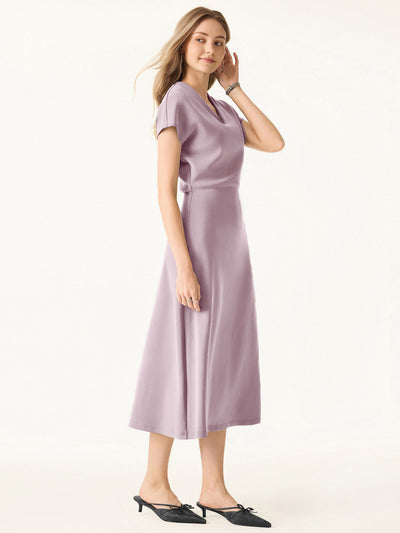 Modal Spacer V-Neck A-line Midi Dress