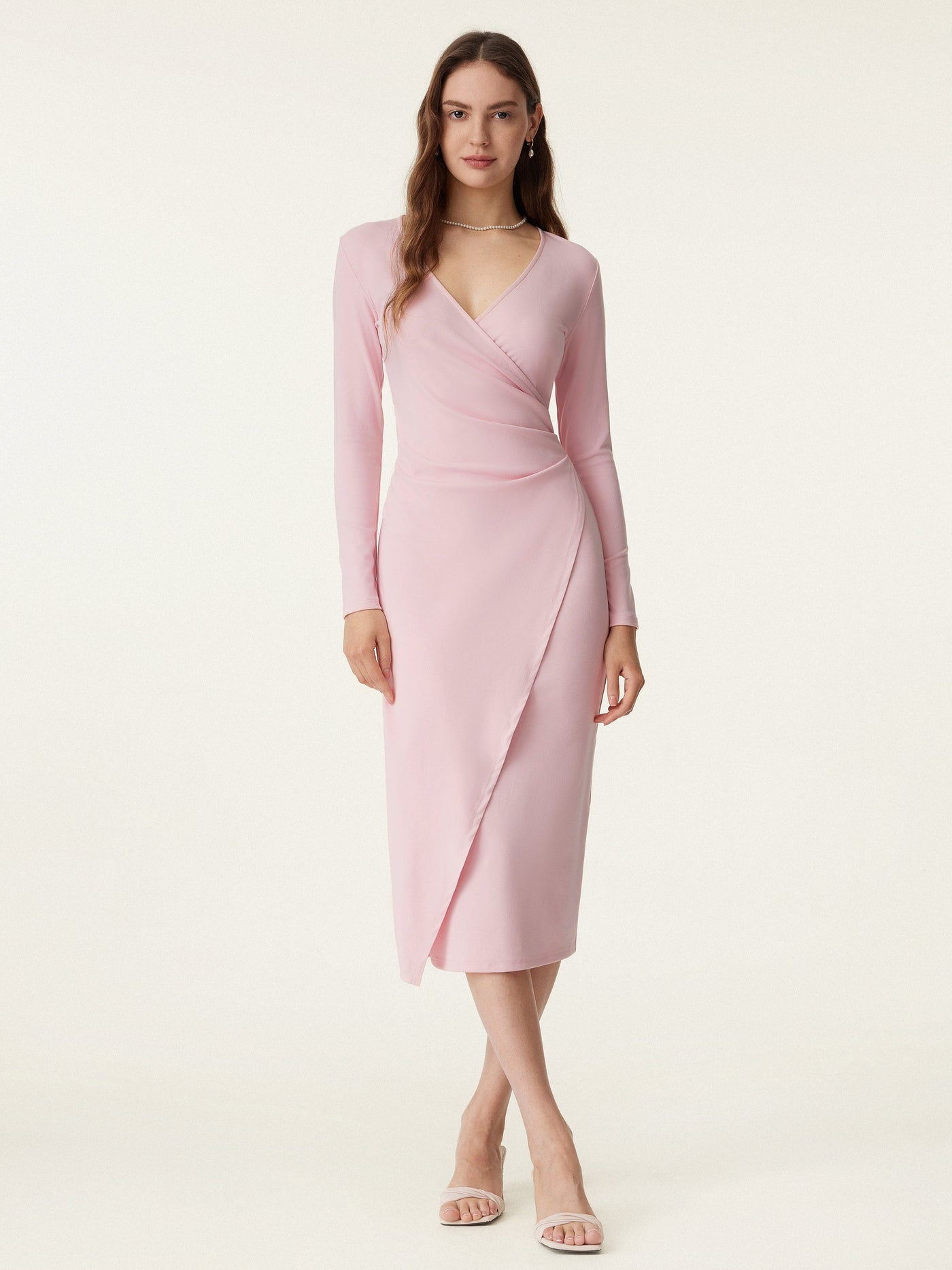 Women's Midi Dress in Light Cotton with Wrap Effect