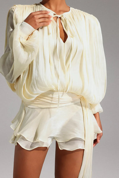 Dekia Long Sleeve Hollow Out Ruffled Mini Dress