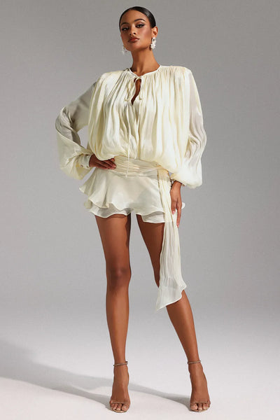 Dekia Long Sleeve Hollow Out Ruffled Mini Dress