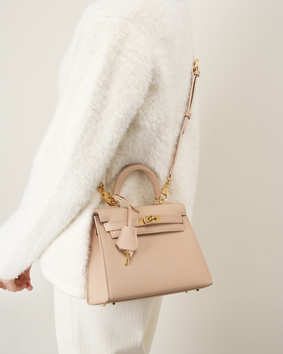 Classic Allure Genuine Leather Bag | Elegance with Gold Accessories