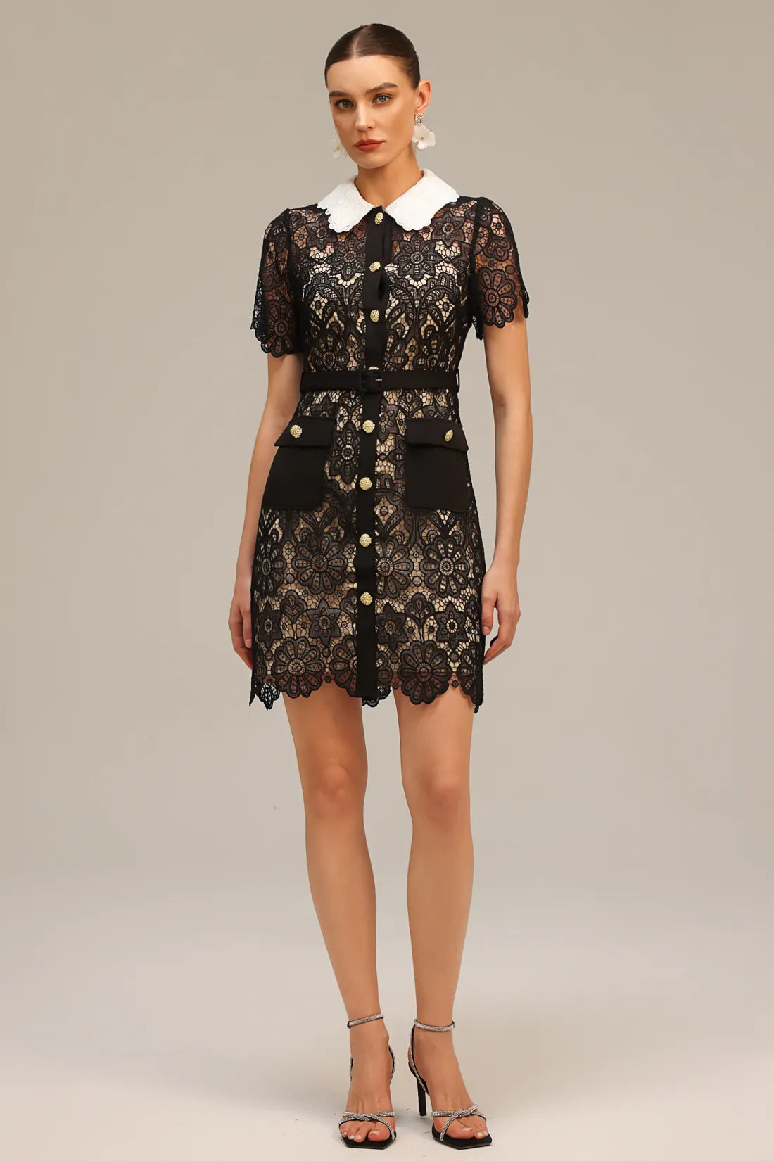 Kassy Short Sleeve Lace Mini Dress