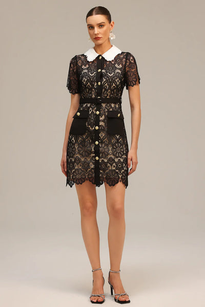 Kassy Short Sleeve Lace Mini Dress