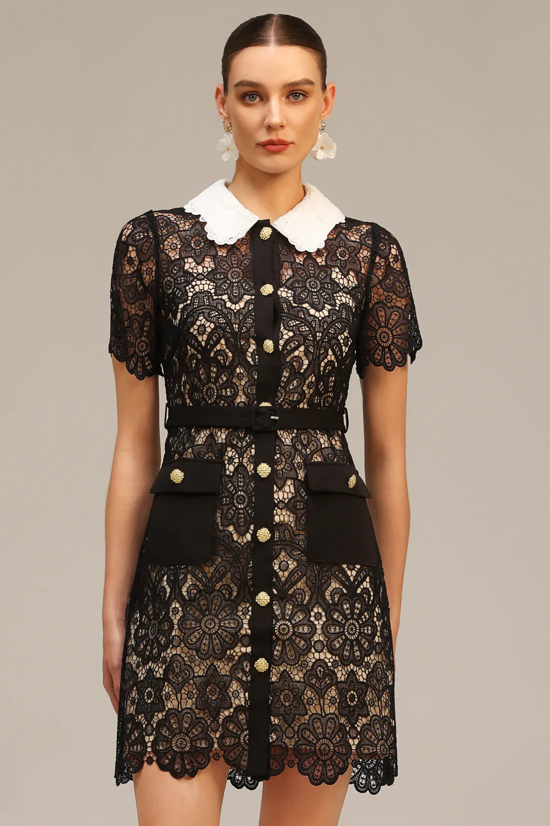 Kassy Short Sleeve Lace Mini Dress