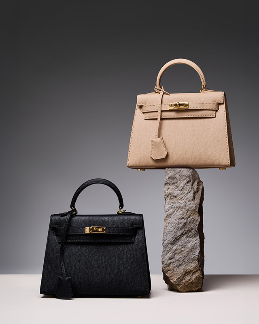 Classic Allure Genuine Leather Bag | Elegance with Gold Accessories