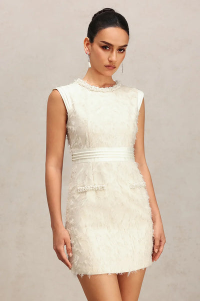 Pamela Sleeveless Pearl Fringed Mini Dress