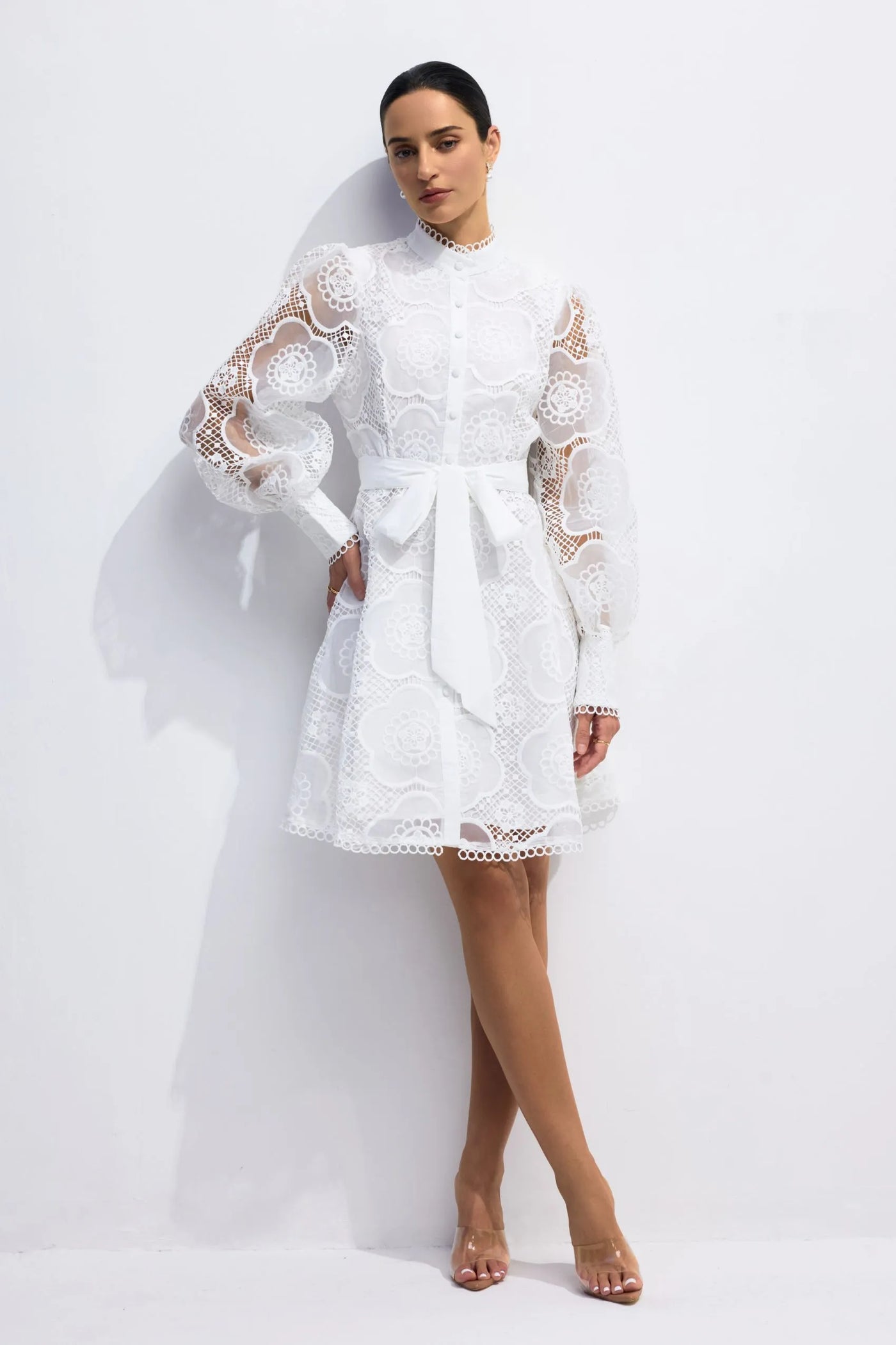 Helena Floral Lace Sleeve Mini Dress