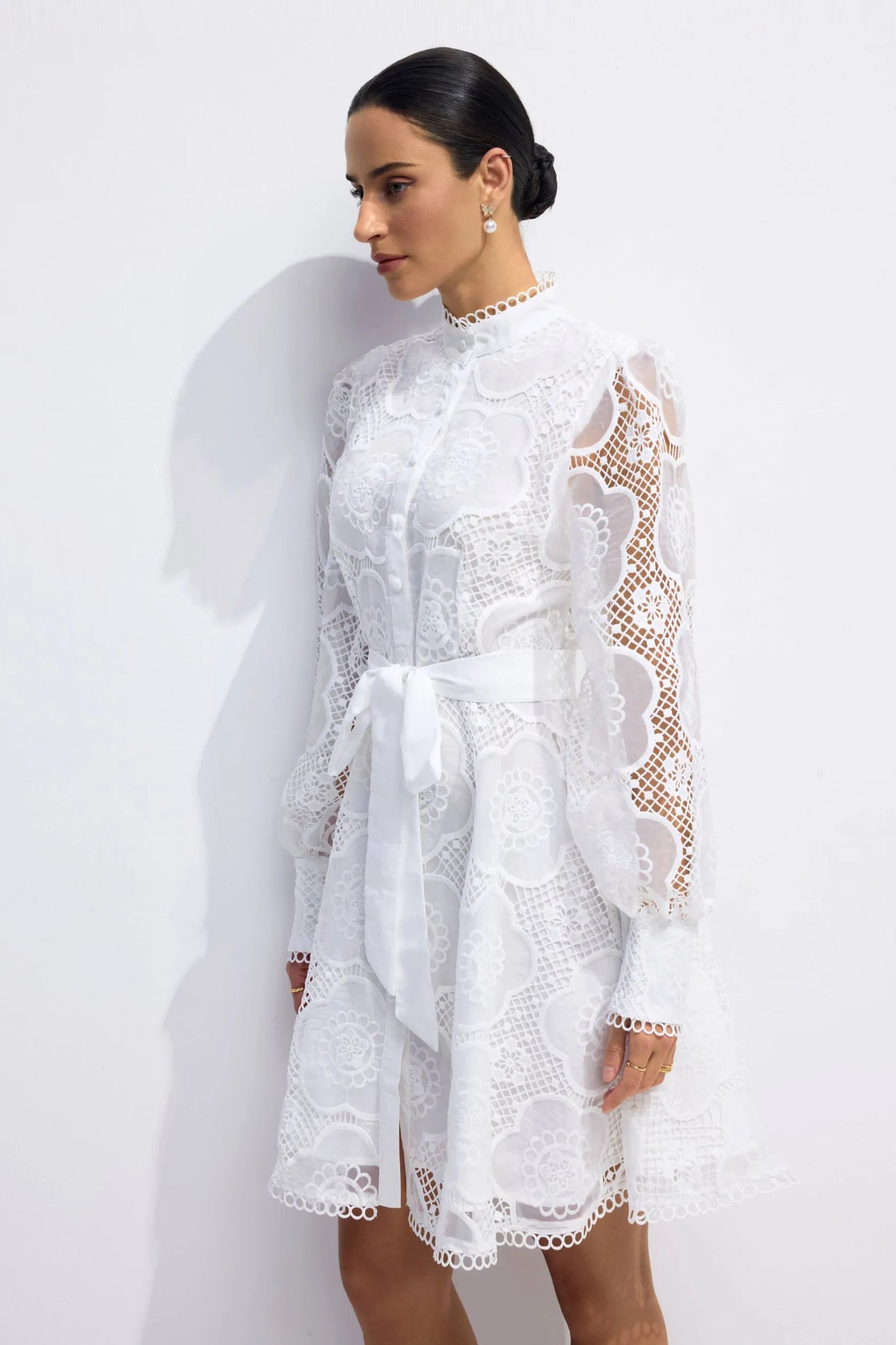 Helena Floral Lace Sleeve Mini Dress
