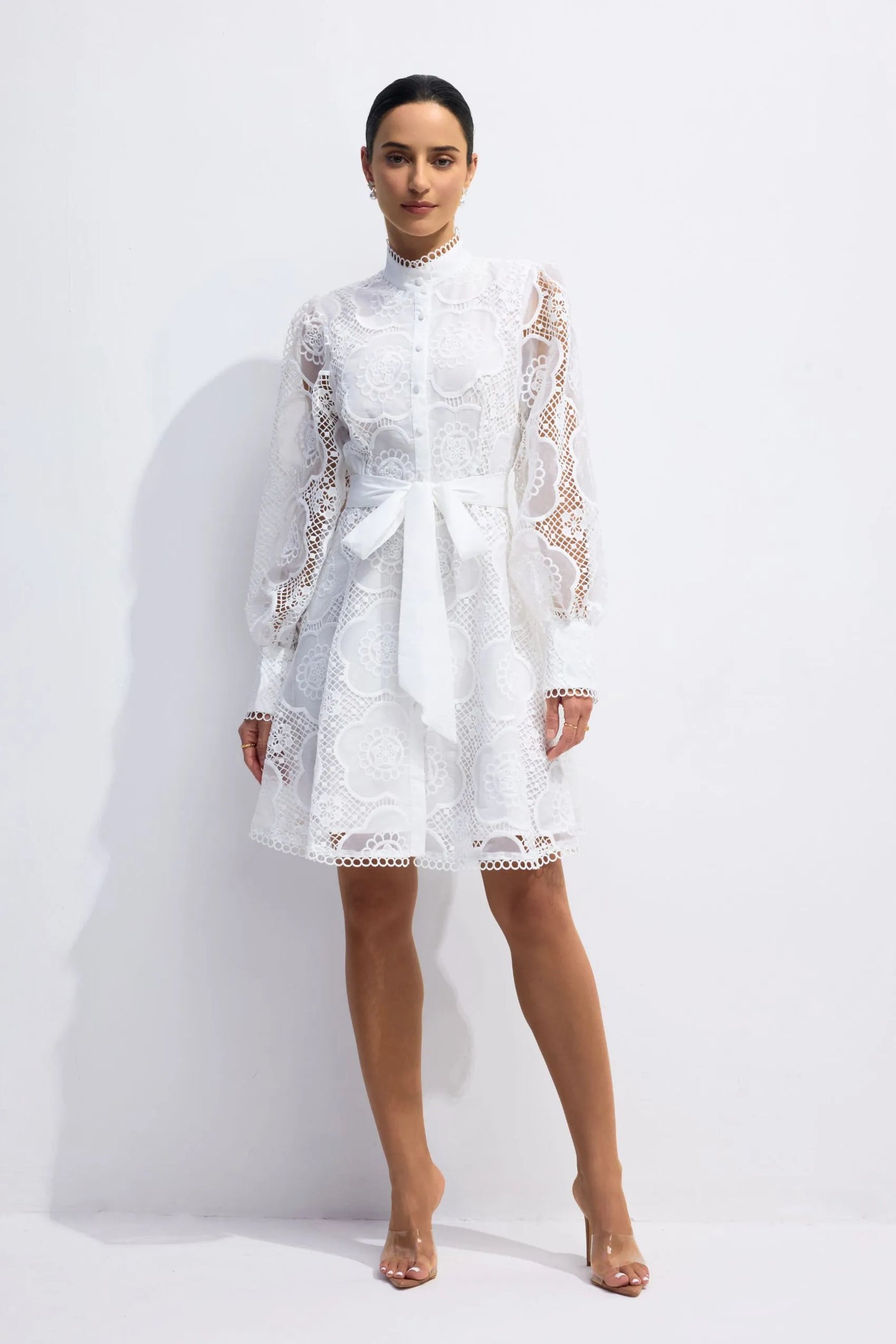 Helena Floral Lace Sleeve Mini Dress