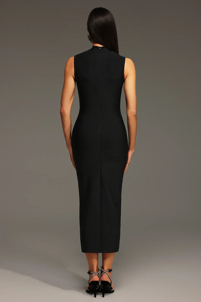 Lousia Sleeveless Round Neck Diamond Bandage Long Dress