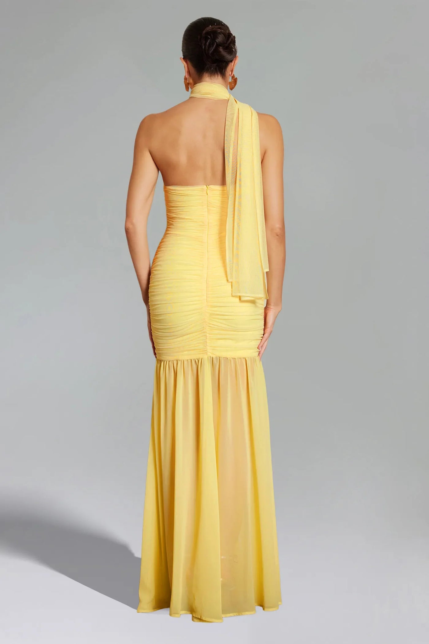 Ulasa Sleeveless Drawstring Tulle Long Dress