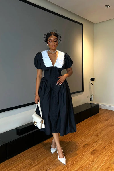 Athena Doll Yaka Puf Sleeve Midi Dress
