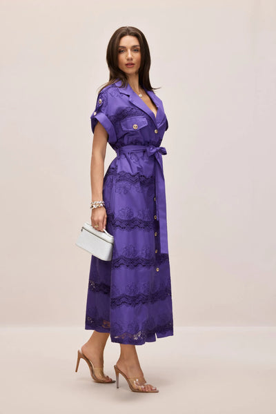 Mora Short Sleeve Lace Long Shirt Dress