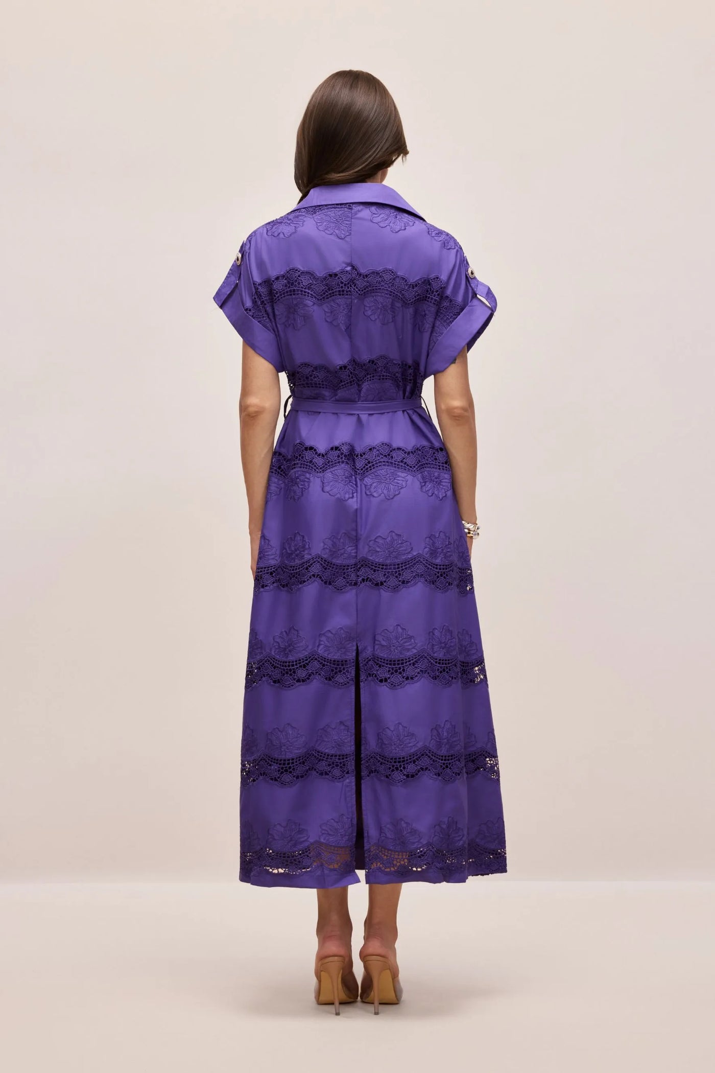 Mora Short Sleeve Lace Long Shirt Dress