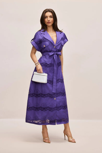 Mora Short Sleeve Lace Long Shirt Dress