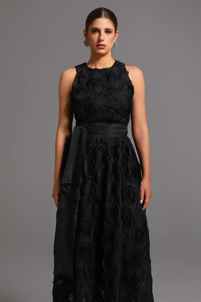 Runa Round Neck Floral Long Dress