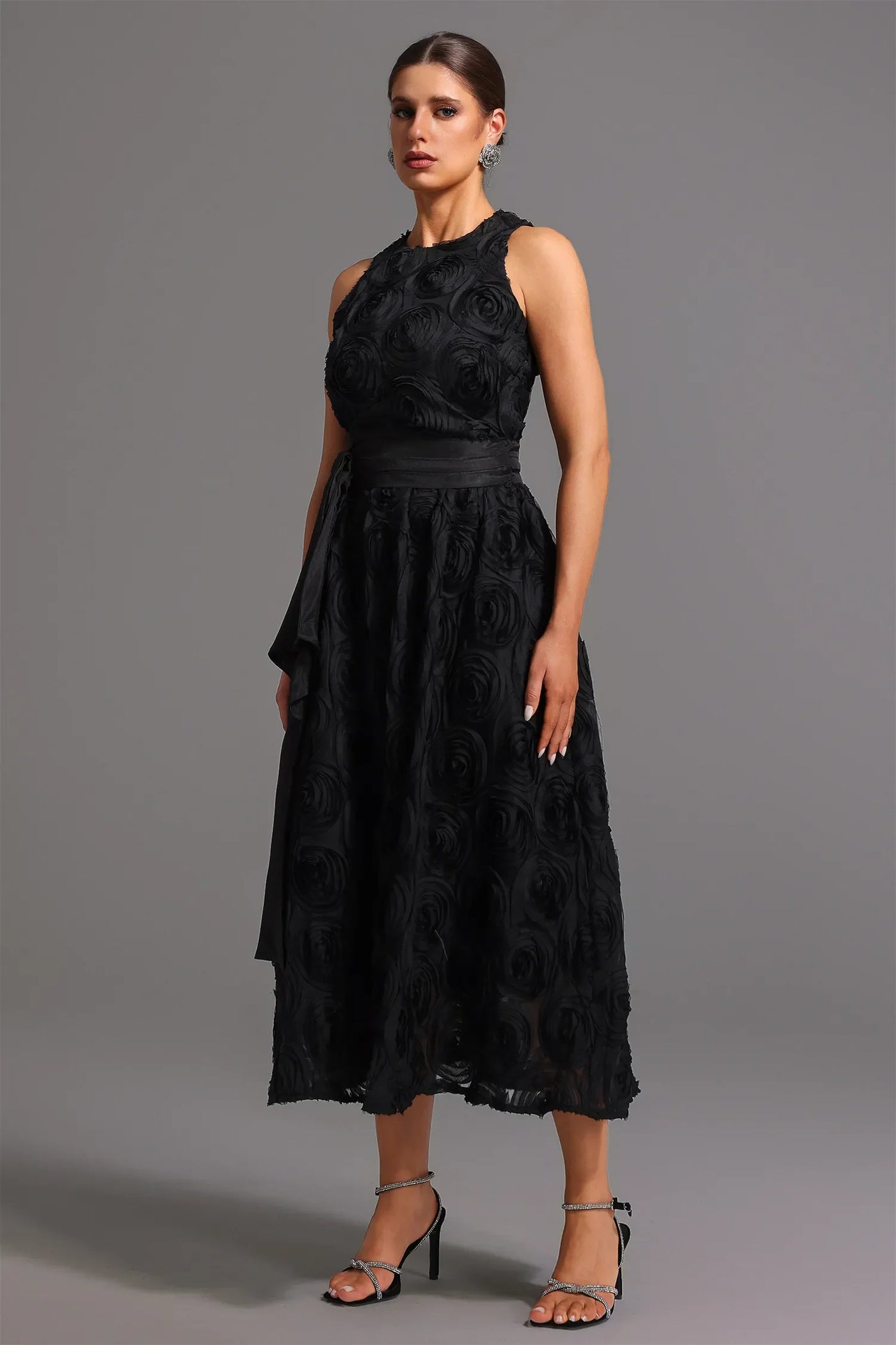 Runa Round Neck Floral Long Dress