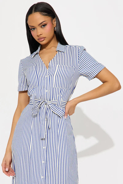 Beach House Getaway Striped Midi Dress