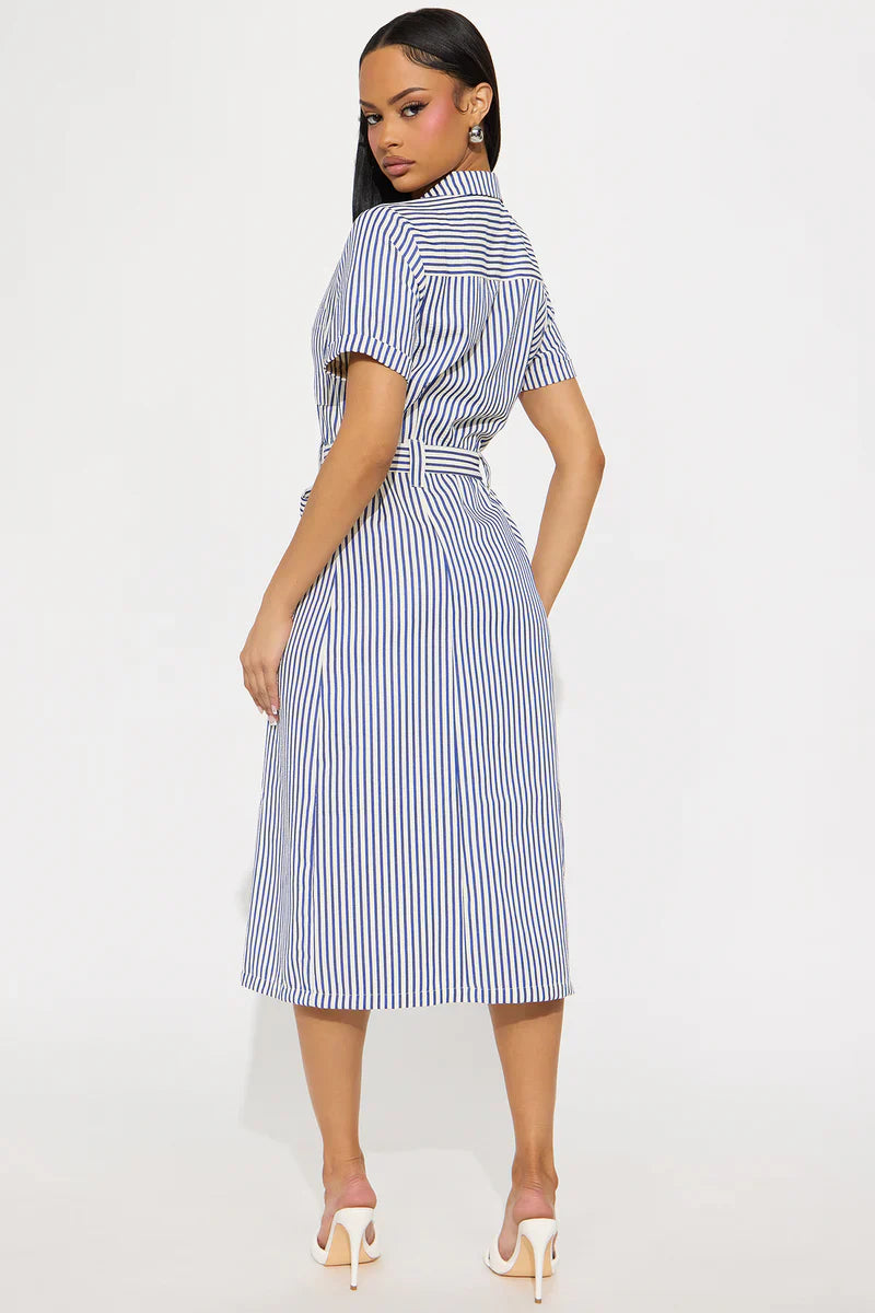 Beach House Getaway Striped Midi Dress