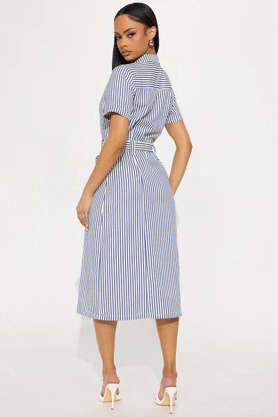 Beach House Getaway Striped Midi Dress