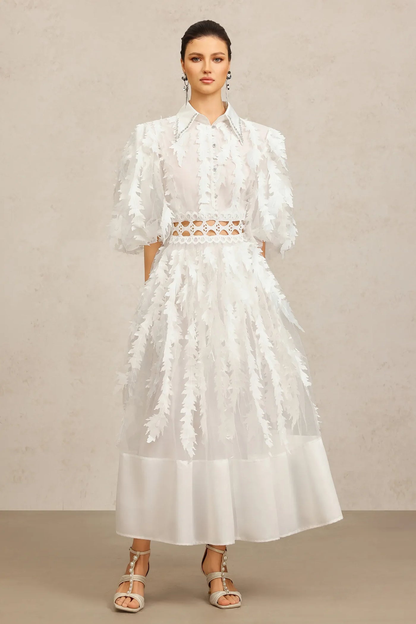 Yvonne Collar Sleeve Layered Long Dress