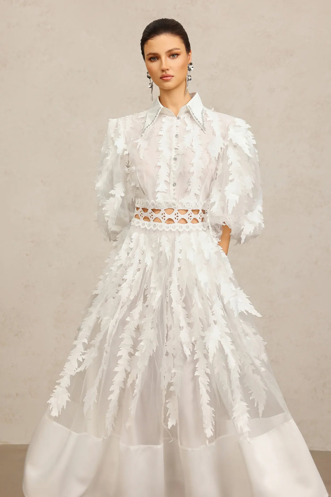 Yvonne Collar Sleeve Layered Long Dress