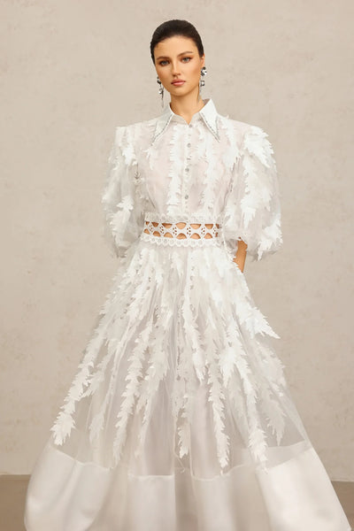 Yvonne Collar Sleeve Layered Long Dress