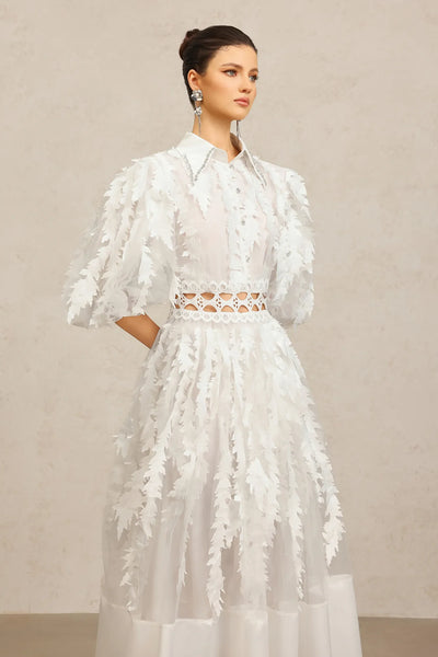 Yvonne Collar Sleeve Layered Long Dress