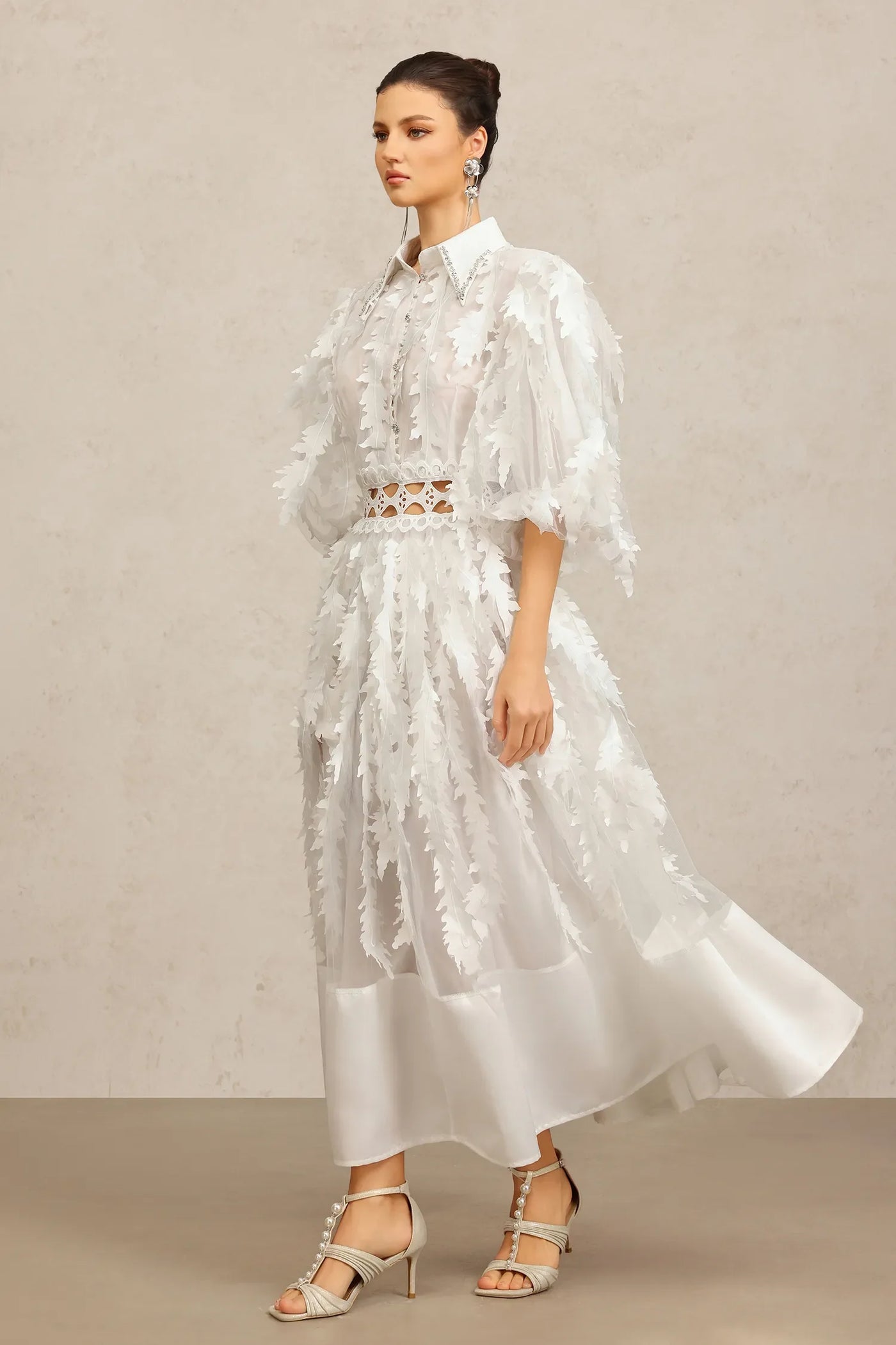 Yvonne Collar Sleeve Layered Long Dress