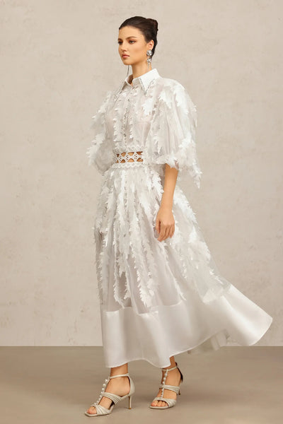 Yvonne Collar Sleeve Layered Long Dress