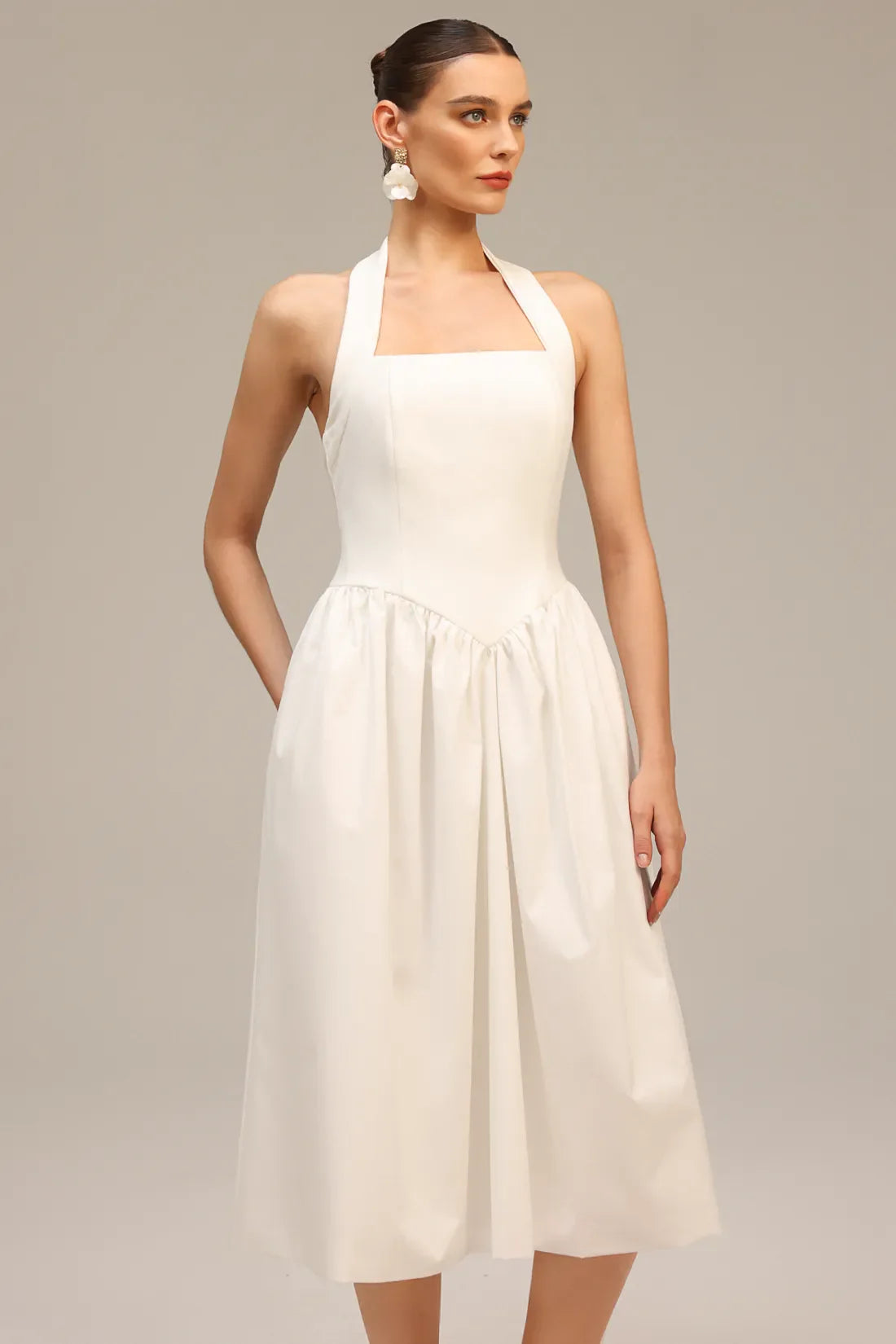 Steffi Hook and Eye Cut V-Neck Midi Dress