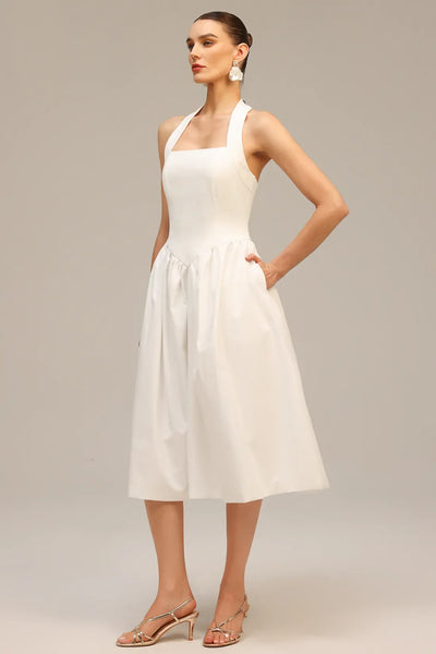Steffi Hook and Eye Cut V-Neck Midi Dress