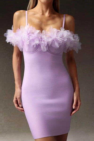 Verney Strapless Off-Shoulder Floral Bandage Mini Dress