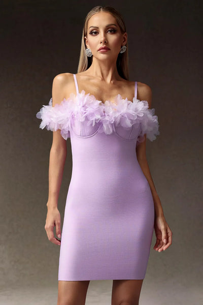 Verney Strapless Off-Shoulder Floral Bandage Mini Dress