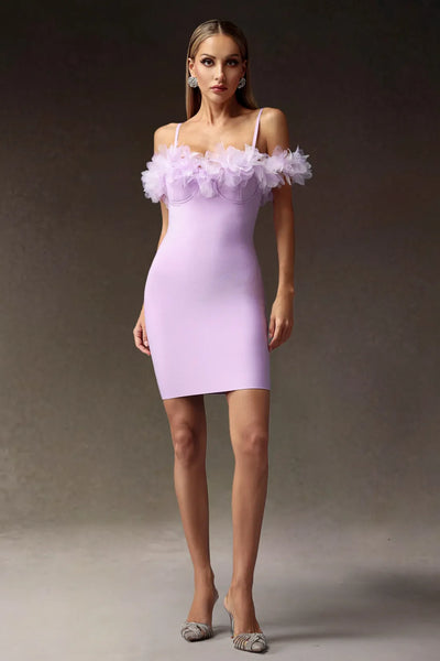 Verney Strapless Off-Shoulder Floral Bandage Mini Dress