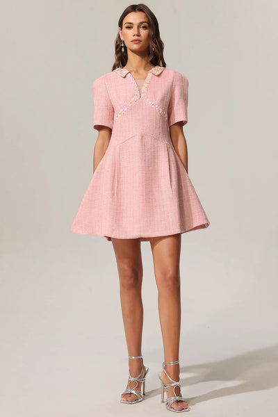 Didu V-Neck Short Sleeve Mini Dress