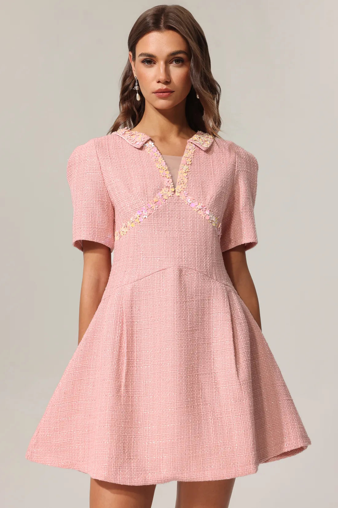 Didu V-Neck Short Sleeve Mini Dress