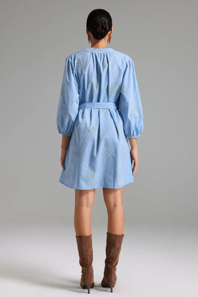 Lionce Embroidered Dress with Belt
