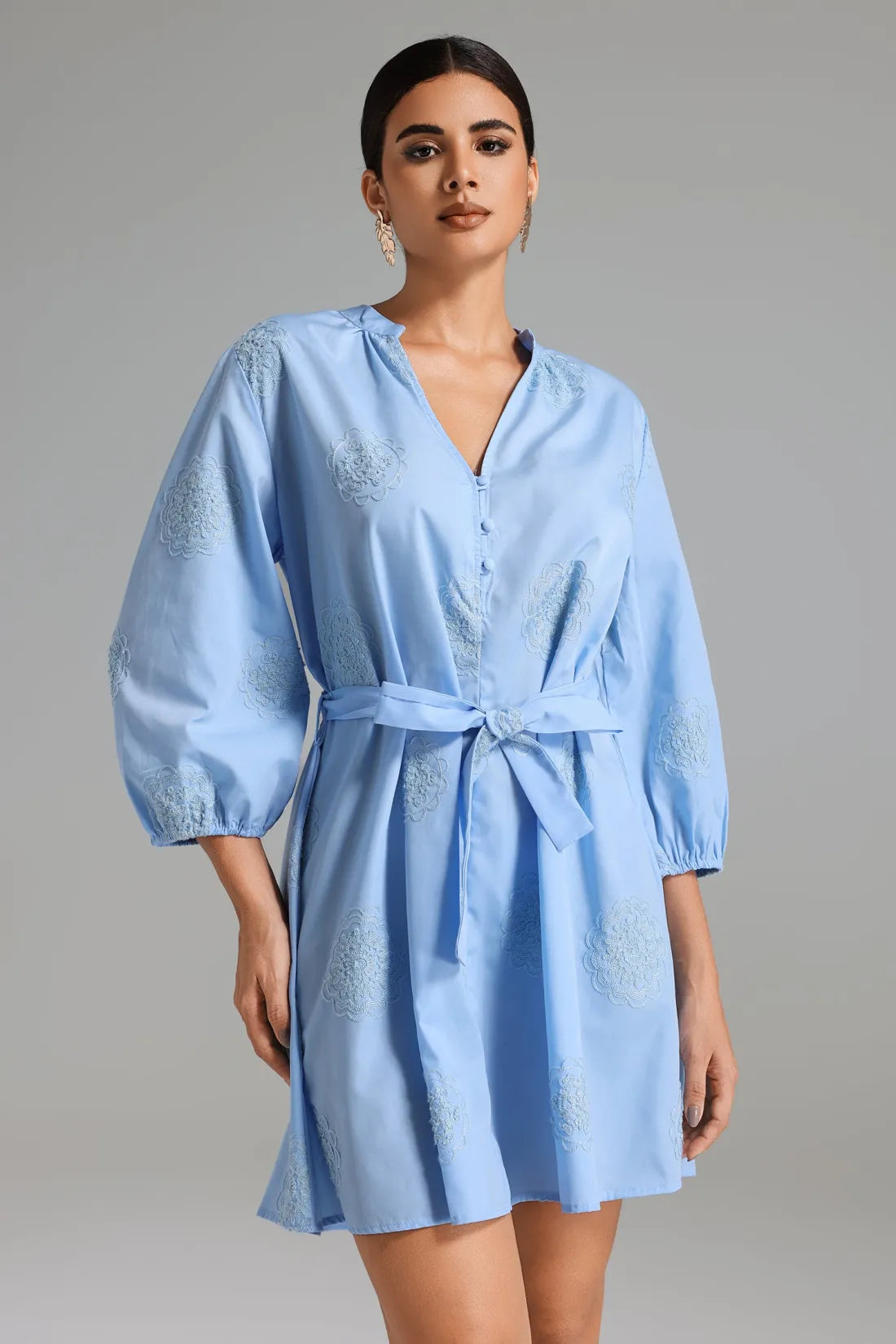 Lionce Embroidered Dress with Belt