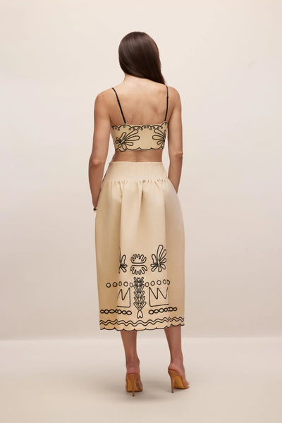 Caroline Embroidered Silk Long Dress