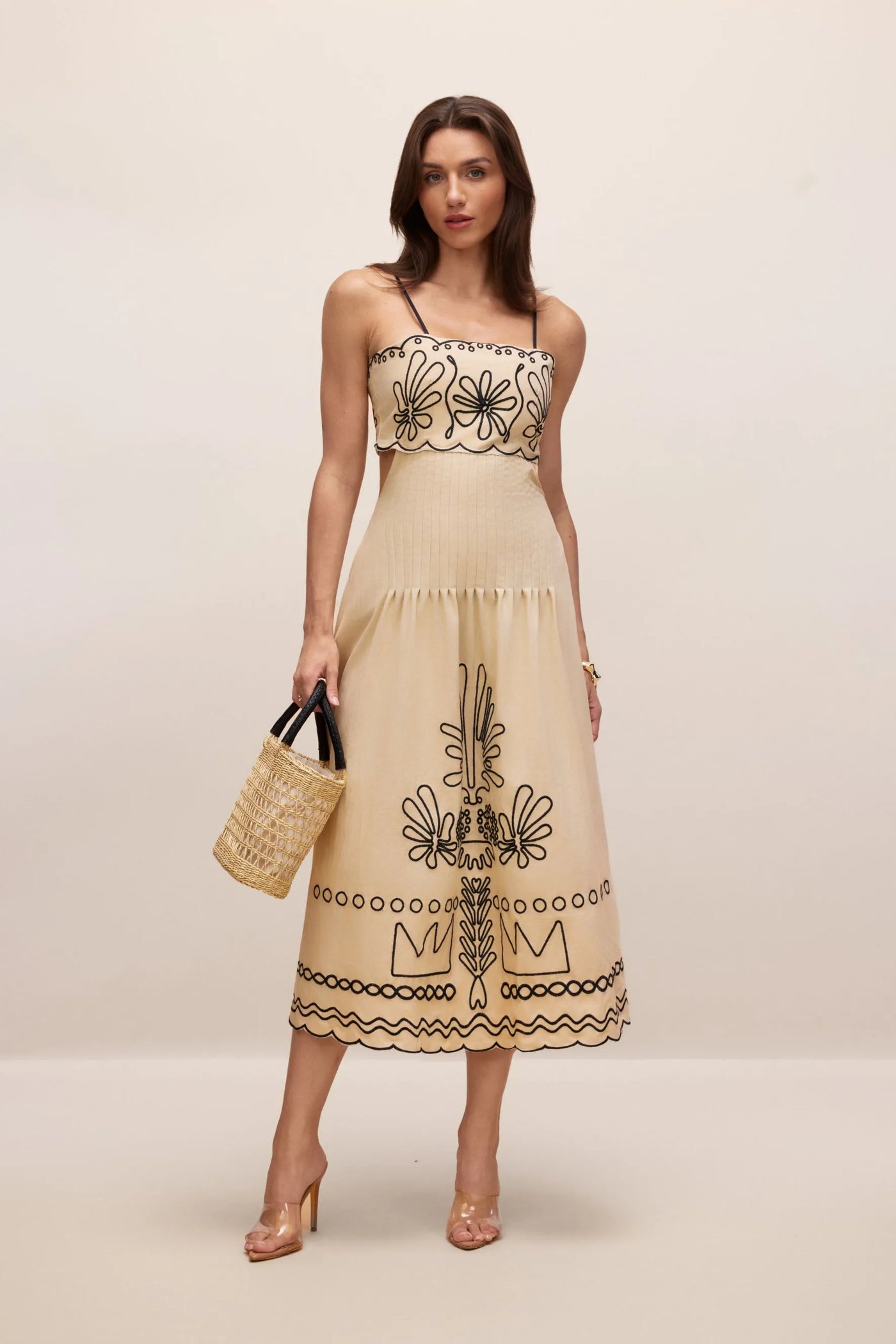 Caroline Embroidered Silk Long Dress
