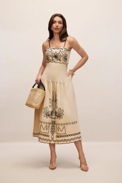Caroline Embroidered Silk Long Dress
